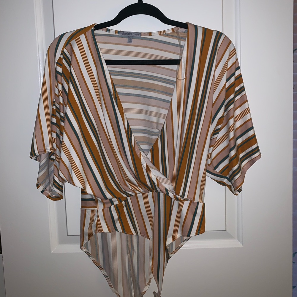 Charlotte Russe - Striped Bodysuit - M